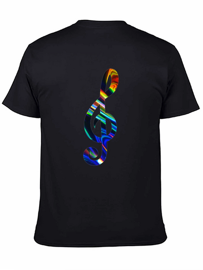 Rainbow Treble Clef Black T-Shirt