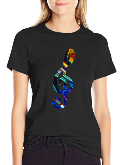 Rainbow Treble Clef Black T-Shirt