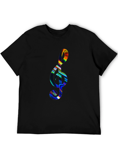 Rainbow Treble Clef Black T-Shirt