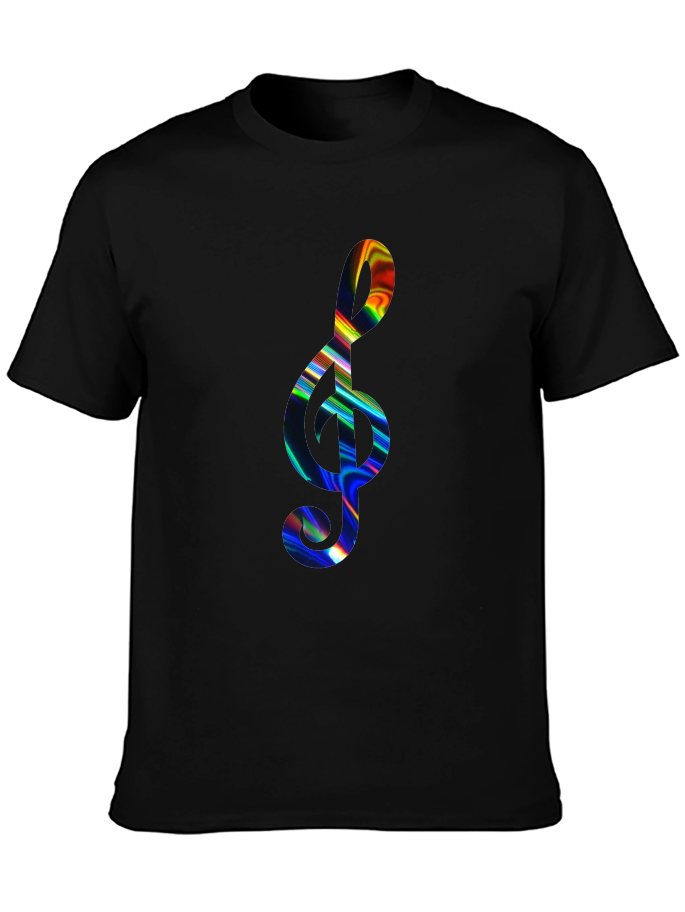 Rainbow Treble Clef Black T-Shirt