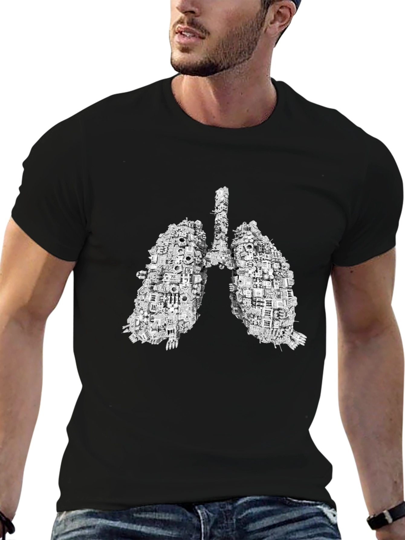 Tech Lungs Graphic Tee - Unique Anatomical Design