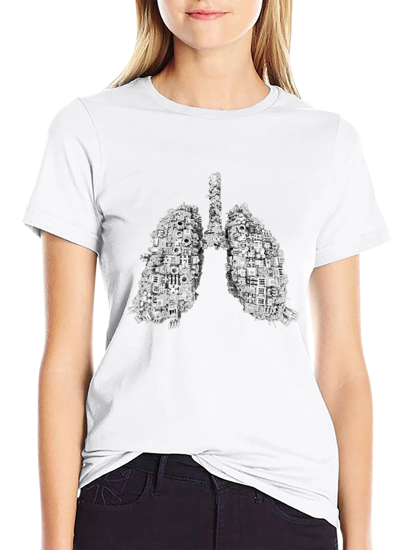 Tech Lungs Graphic Tee - Unique Anatomical Design