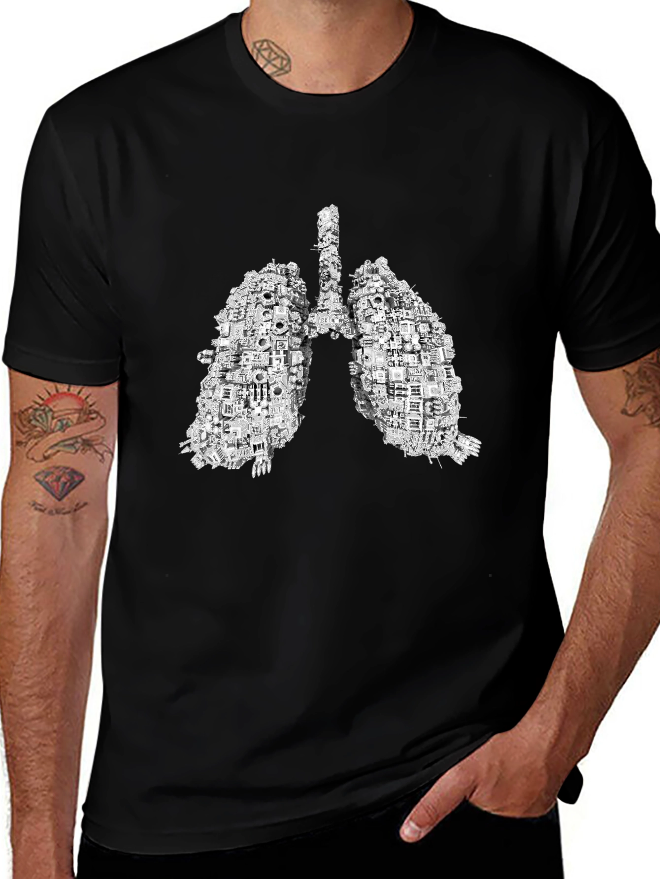 Tech Lungs Graphic Tee - Unique Anatomical Design