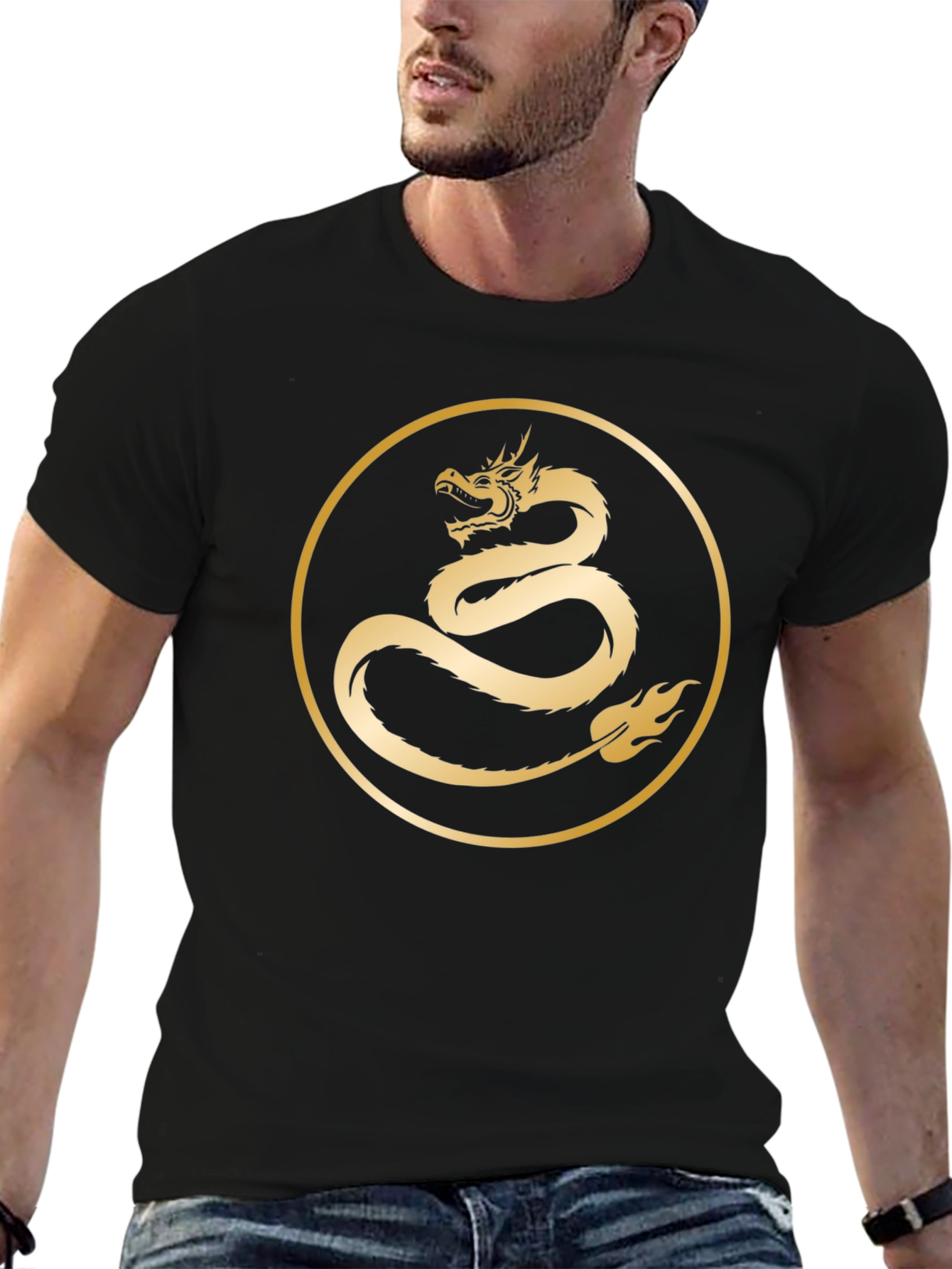 Dragon Circle Graphic Tee - Black