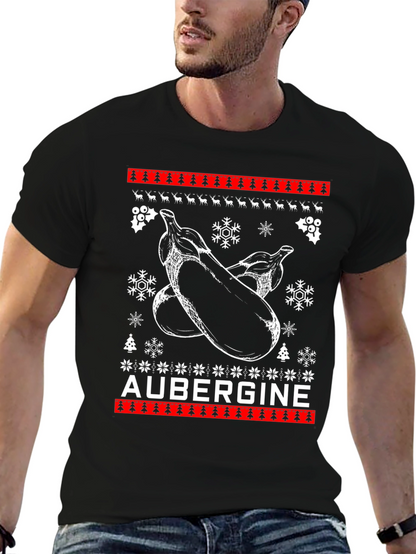 Aubergine Christmas T-Shirt - Funny Ugly Sweater Style