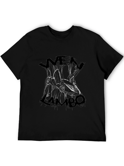 Mens Black Lambo Sketch Graphic Tee