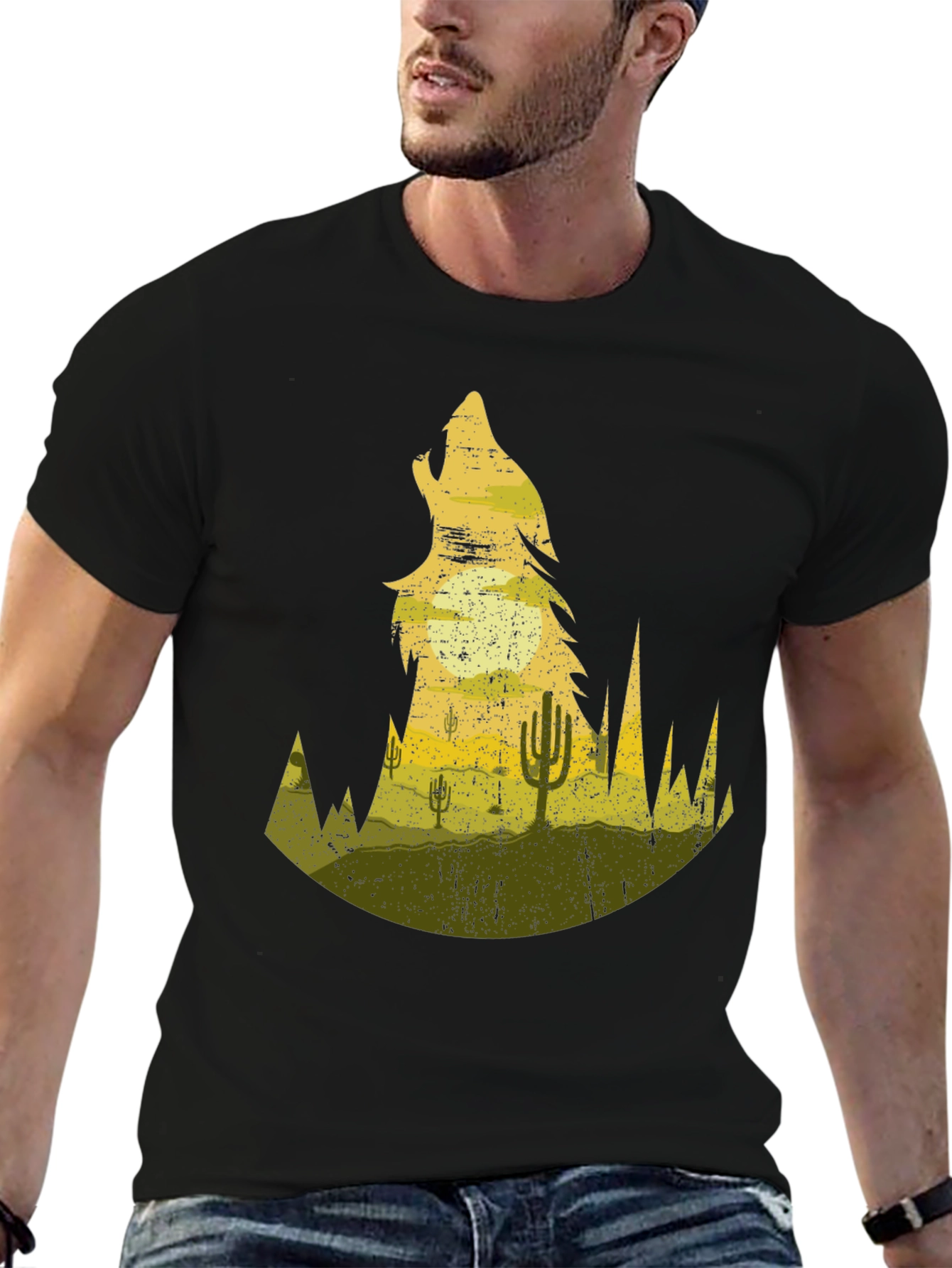 Wolf Desert Scene Graphic Tee