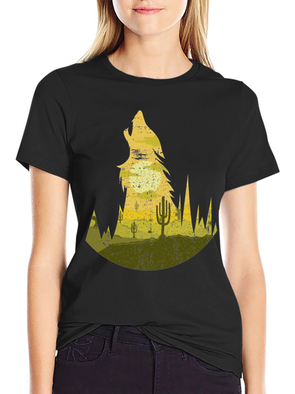 Wolf Desert Scene Graphic Tee