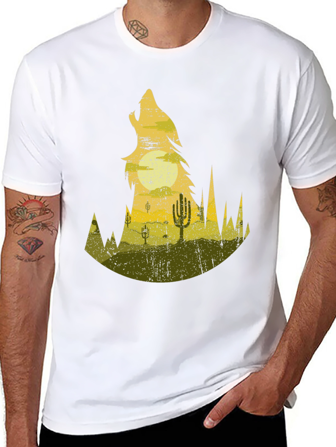Wolf Desert Scene Graphic Tee