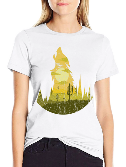 Wolf Desert Scene Graphic Tee