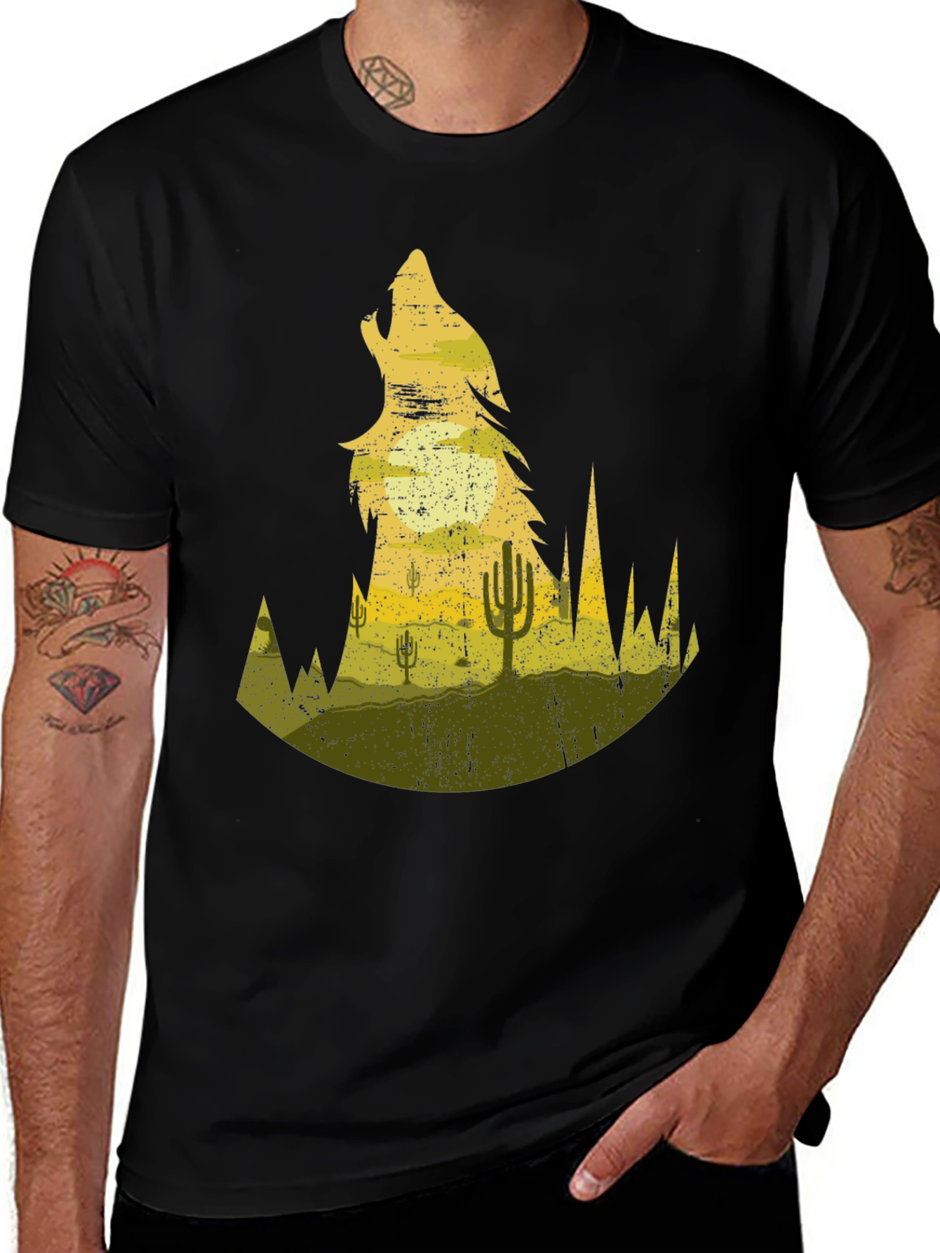 Wolf Desert Scene Graphic Tee