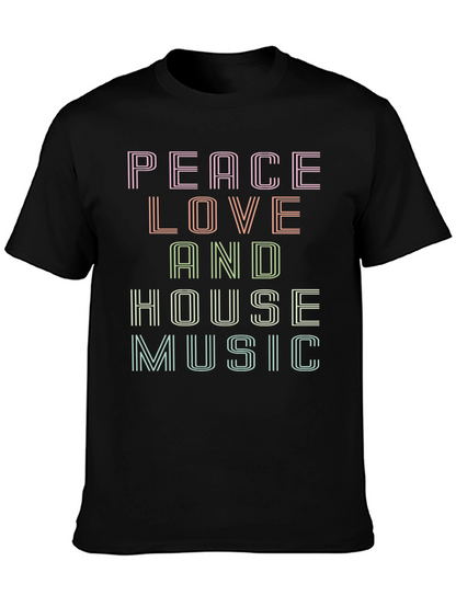 Peace Love House Music Graphic T-Shirt