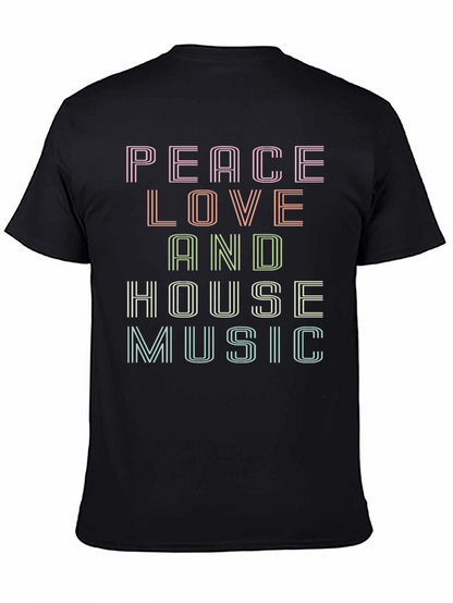 Peace Love House Music Graphic T-Shirt