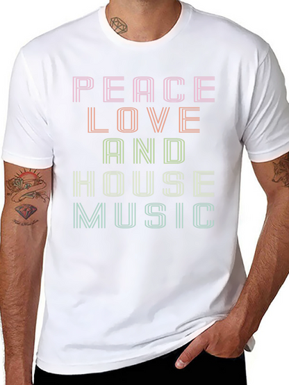 Peace Love House Music Graphic T-Shirt