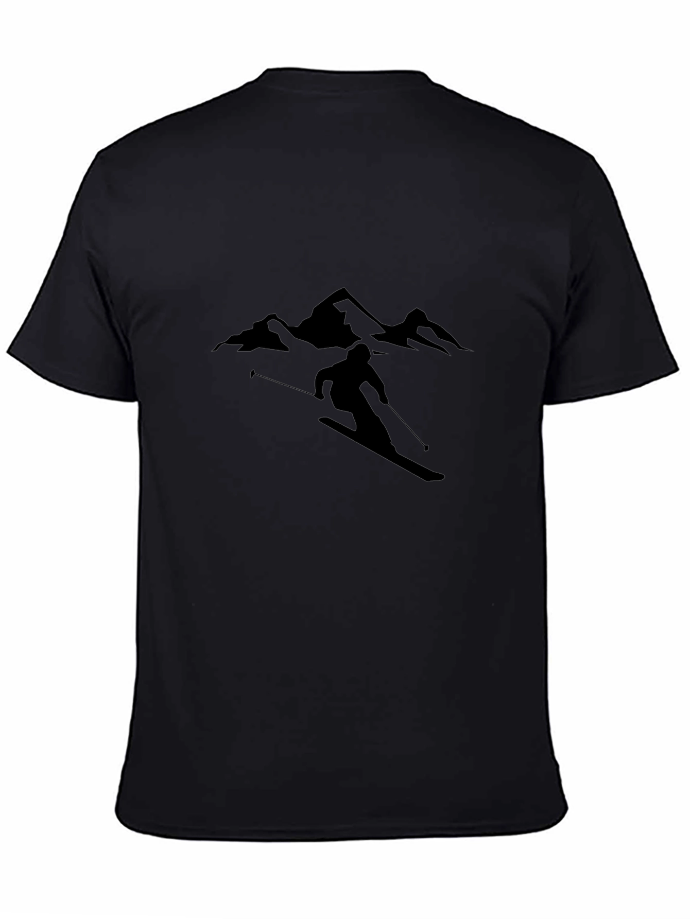Skiing Silhouette Graphic Tee - Stylish Black T-Shirt