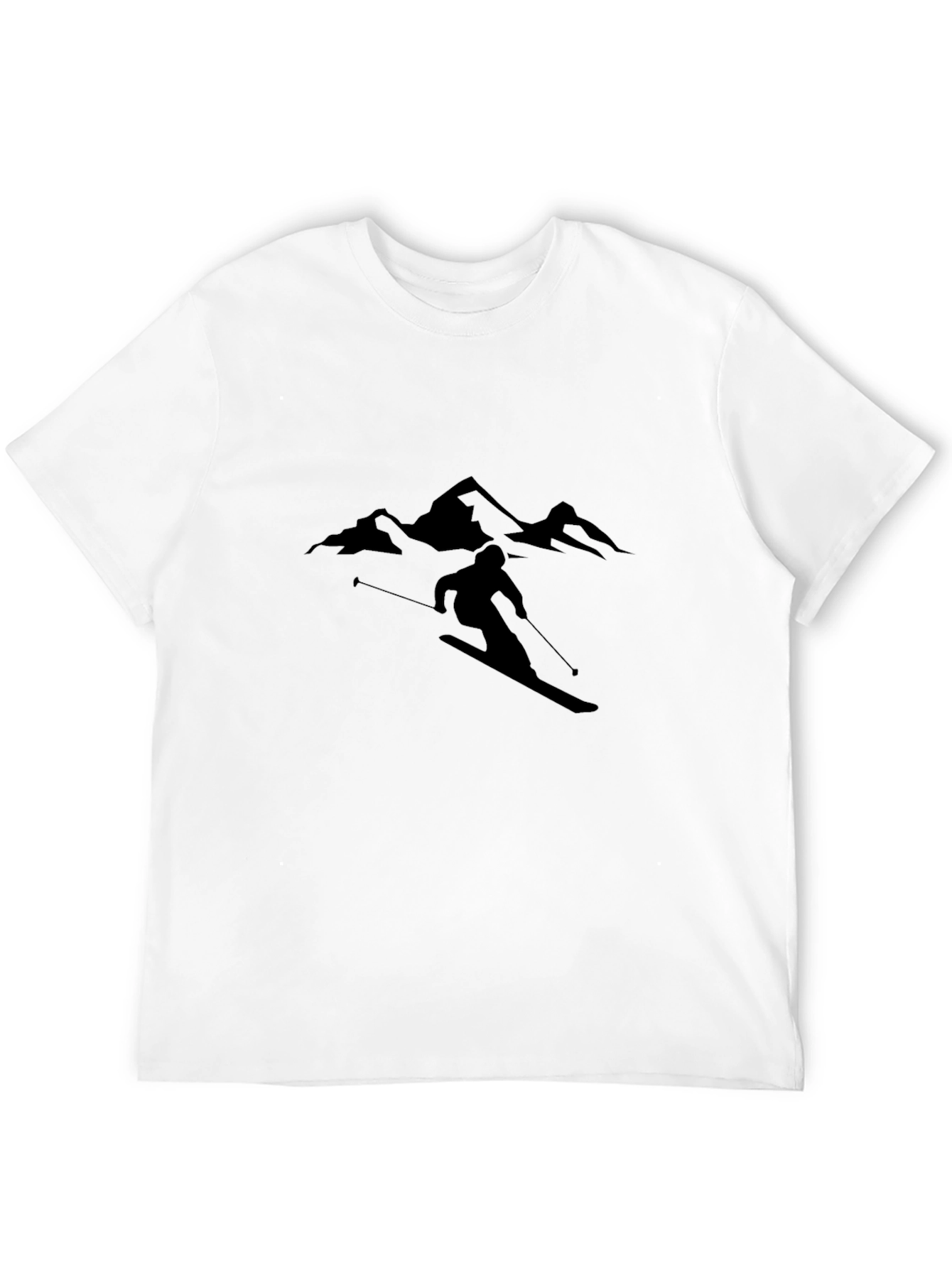 Skiing Silhouette Graphic Tee - Stylish Black T-Shirt