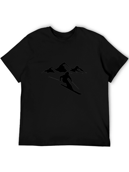 Skiing Silhouette Graphic Tee - Stylish Black T-Shirt