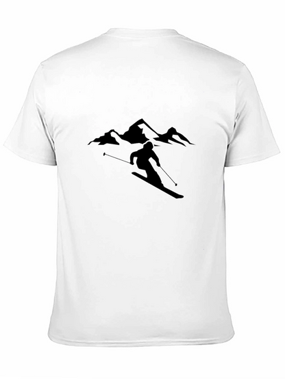 Skiing Silhouette Graphic Tee - Stylish Black T-Shirt