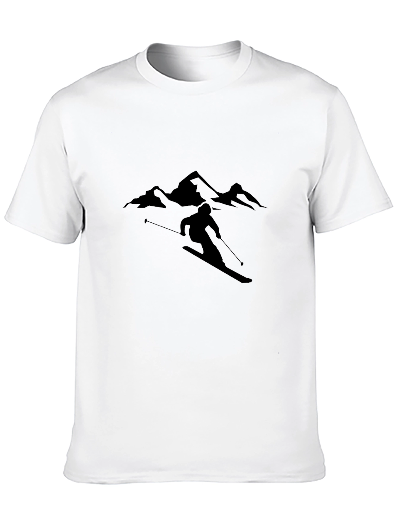 Skiing Silhouette Graphic Tee - Stylish Black T-Shirt