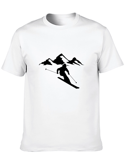 Skiing Silhouette Graphic Tee - Stylish Black T-Shirt
