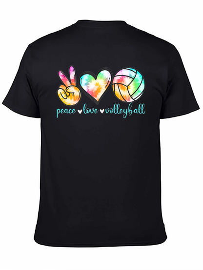 Peace Love Volleyball Tie-Dye Graphic Tee