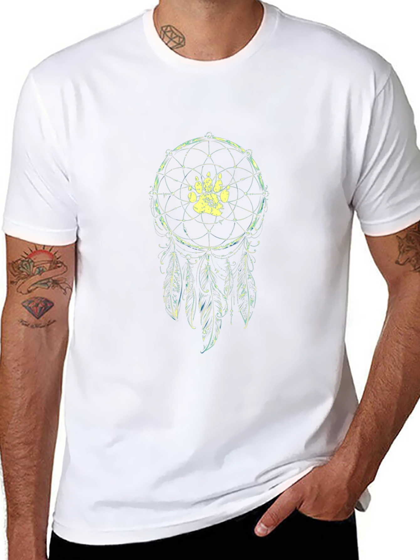 Dreamcatcher Paw Print Graphic T-Shirt