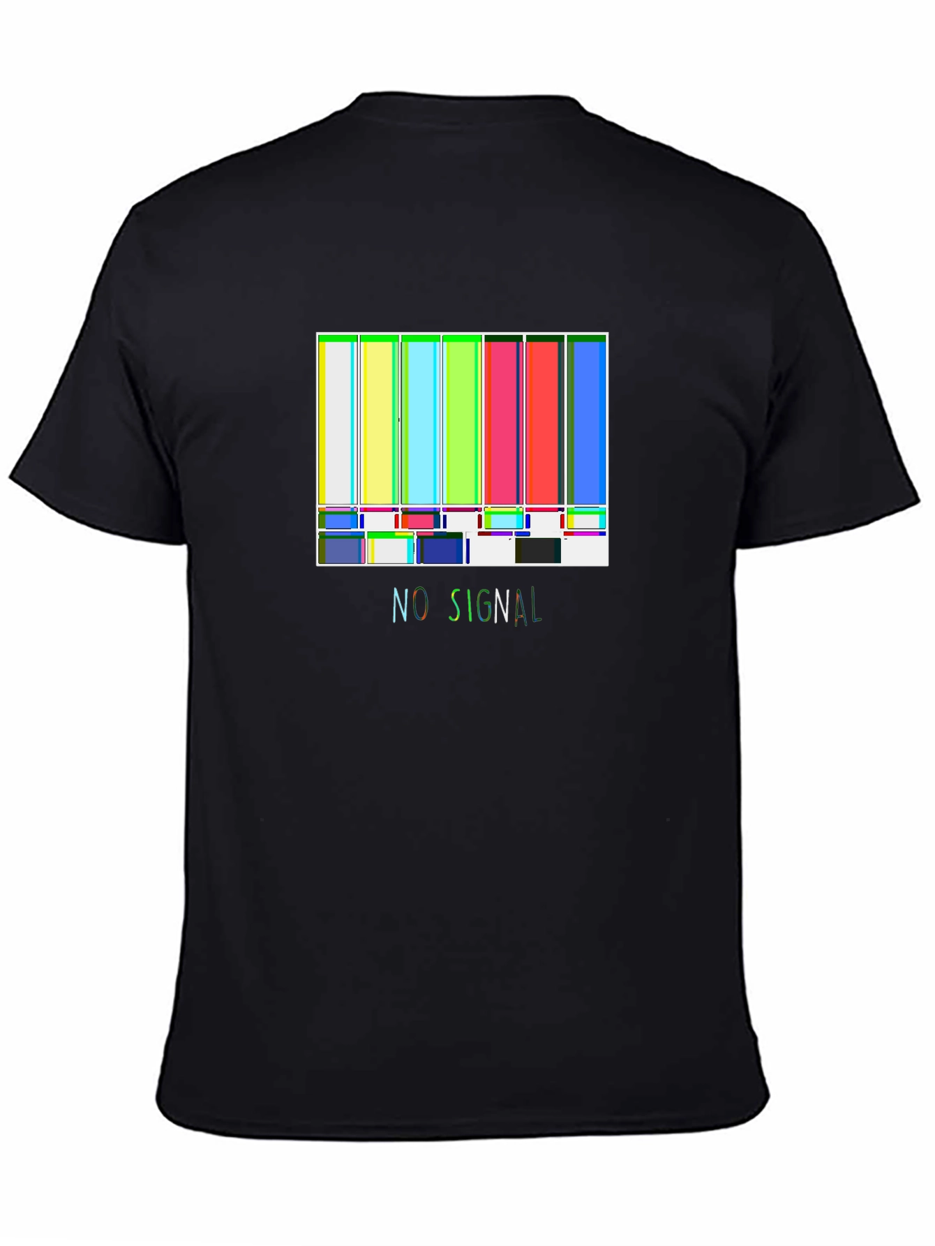 No Signal Retro TV Test Pattern Black T-Shirt