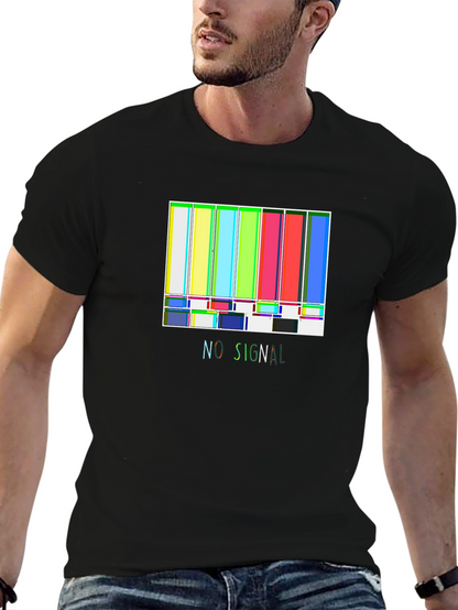 No Signal Retro TV Test Pattern Black T-Shirt