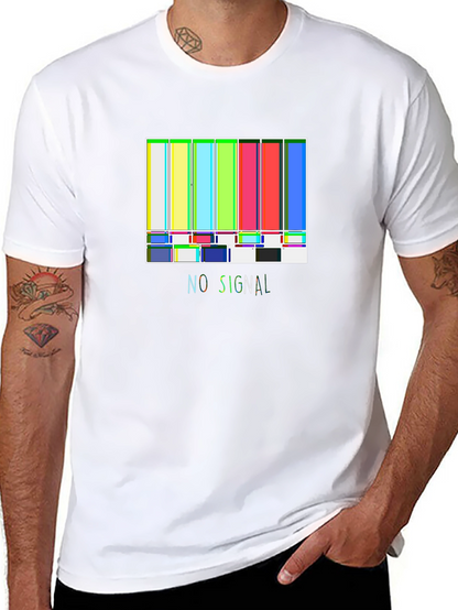 No Signal Retro TV Test Pattern Black T-Shirt