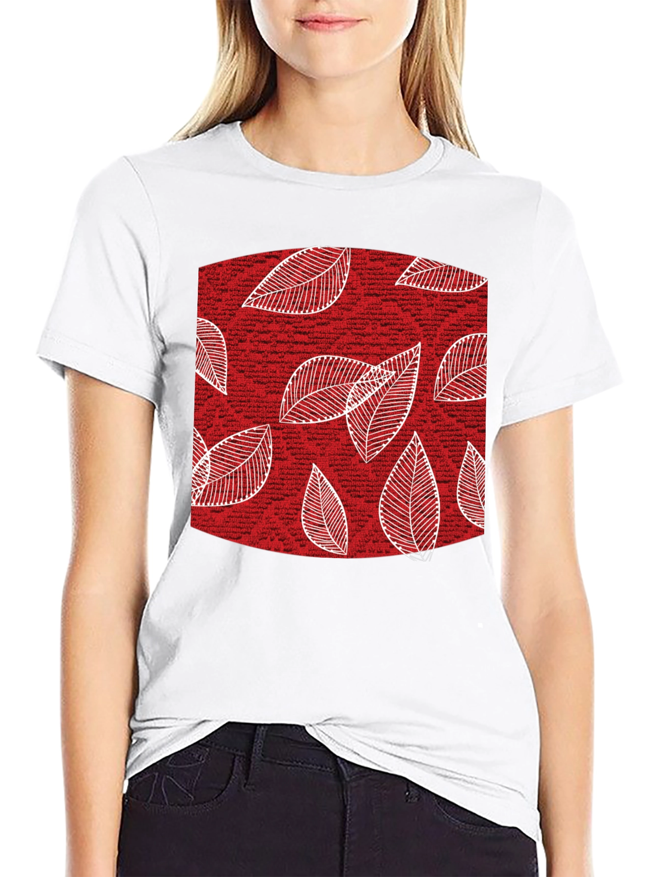 Leaf Pattern Tee - Stylish Mens Black Cotton T-Shirt