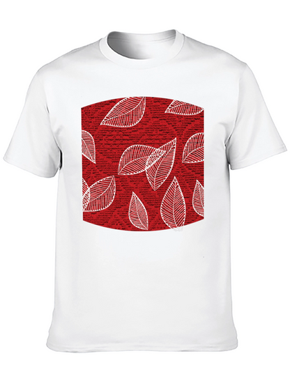 Leaf Pattern Tee - Stylish Mens Black Cotton T-Shirt