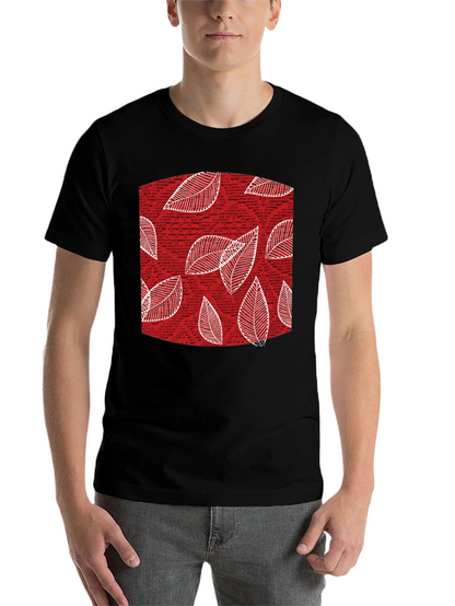 Leaf Pattern Tee - Stylish Mens Black Cotton T-Shirt