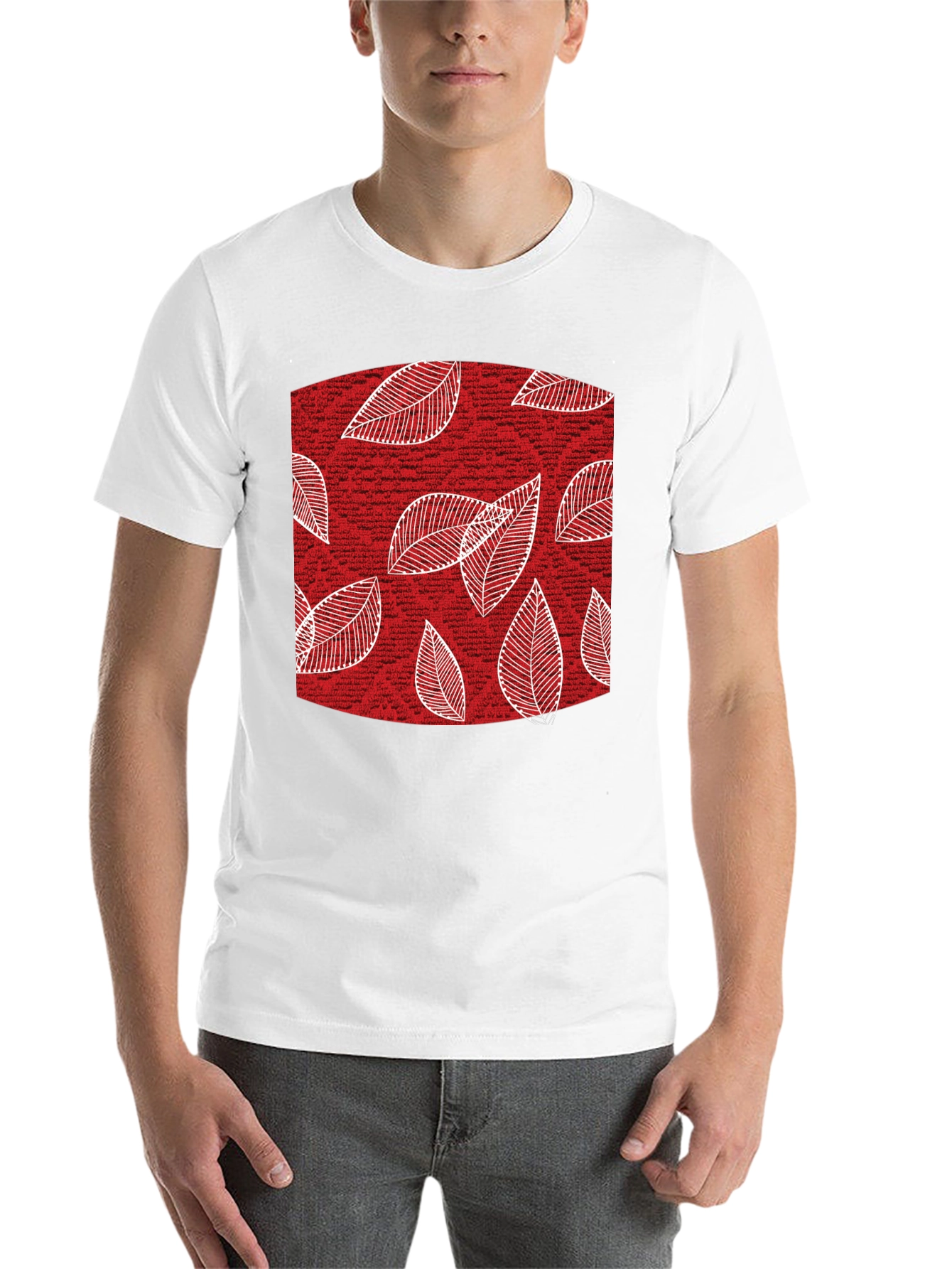 Leaf Pattern Tee - Stylish Mens Black Cotton T-Shirt