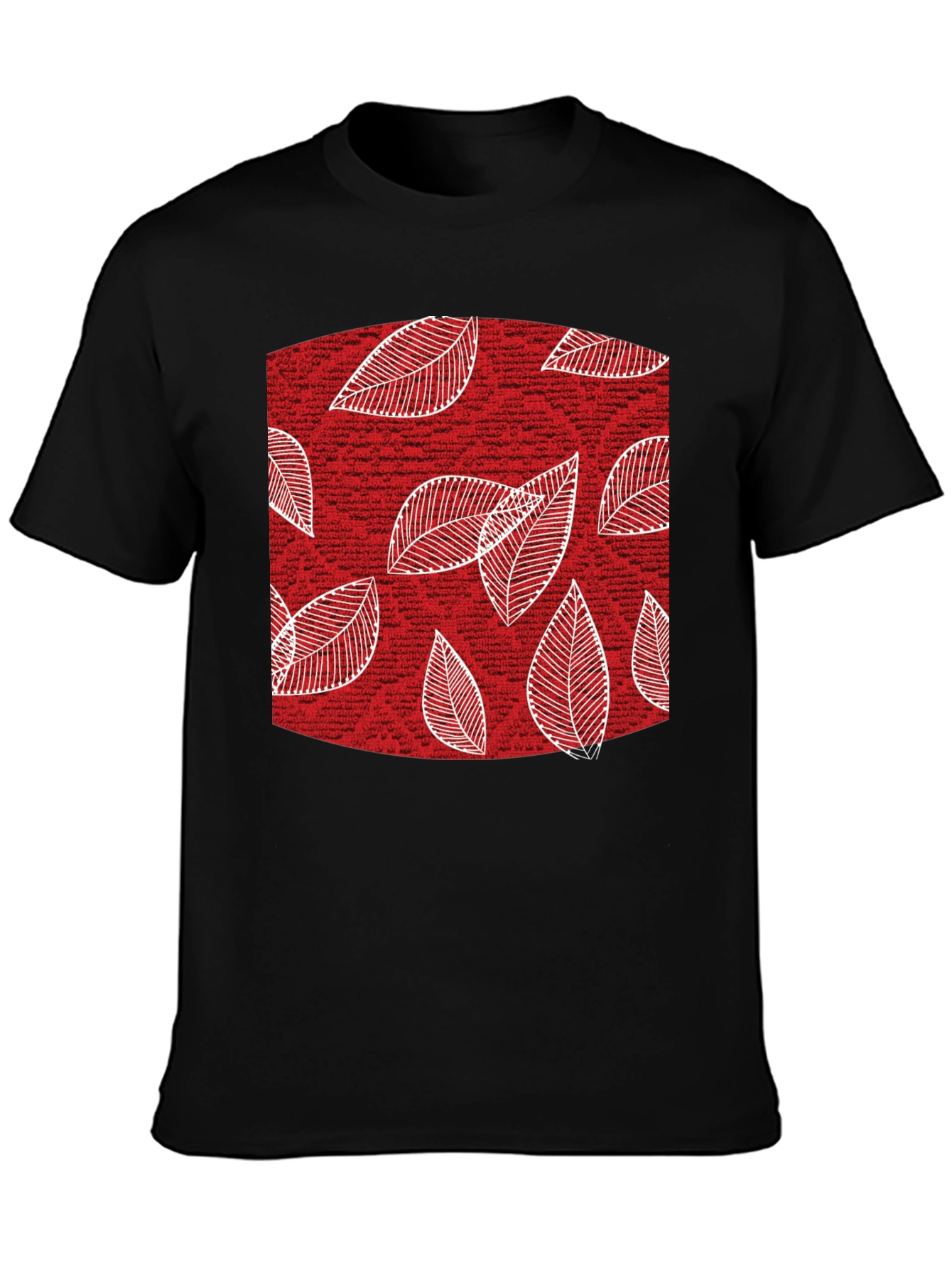 Leaf Pattern Tee - Stylish Mens Black Cotton T-Shirt