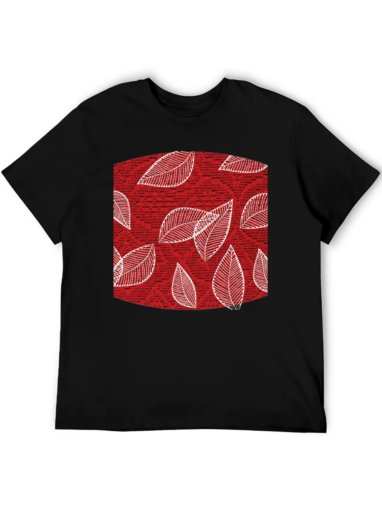Leaf Pattern Tee - Stylish Mens Black Cotton T-Shirt