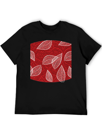Leaf Pattern Tee - Stylish Mens Black Cotton T-Shirt