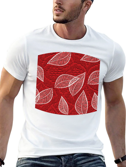 Leaf Pattern Tee - Stylish Mens Black Cotton T-Shirt