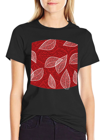 Leaf Pattern Tee - Stylish Mens Black Cotton T-Shirt