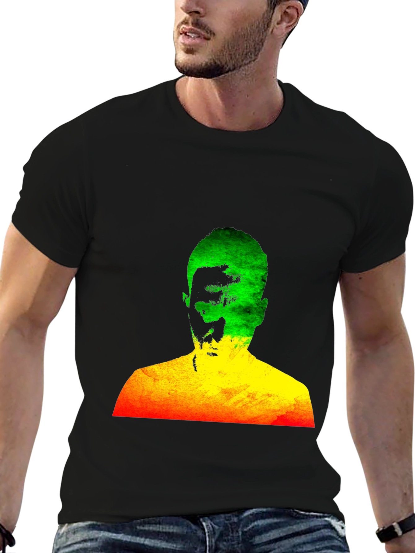 Rasta Man Graphic Black T-Shirt Reggae Style