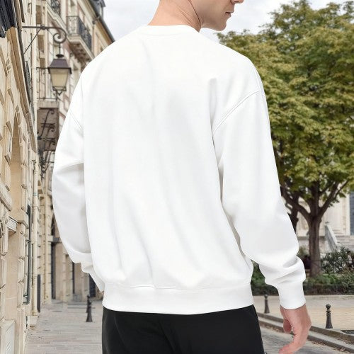 Crewneck Sweatshirt "Dogs Make Me Happy" Graphic - Oversized Casual Long-Sleeve Pullover, Playful Pet-Lover Statement Top for Men