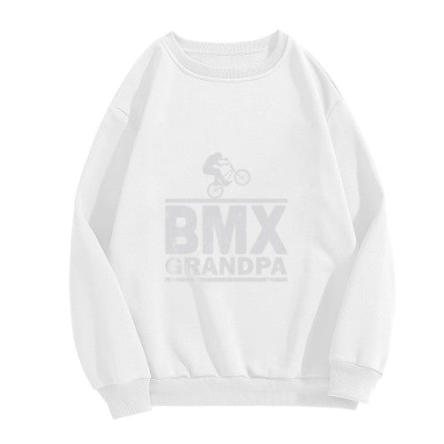 Crewneck Sweatshirt "BMX Grandpa" Graphic - Casual Oversized Long-Sleeve Pullover, Retro BMX Statement Top for Men