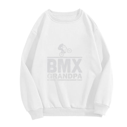 Crewneck Sweatshirt "BMX Grandpa" Graphic - Casual Oversized Long-Sleeve Pullover, Retro BMX Statement Top for Men
