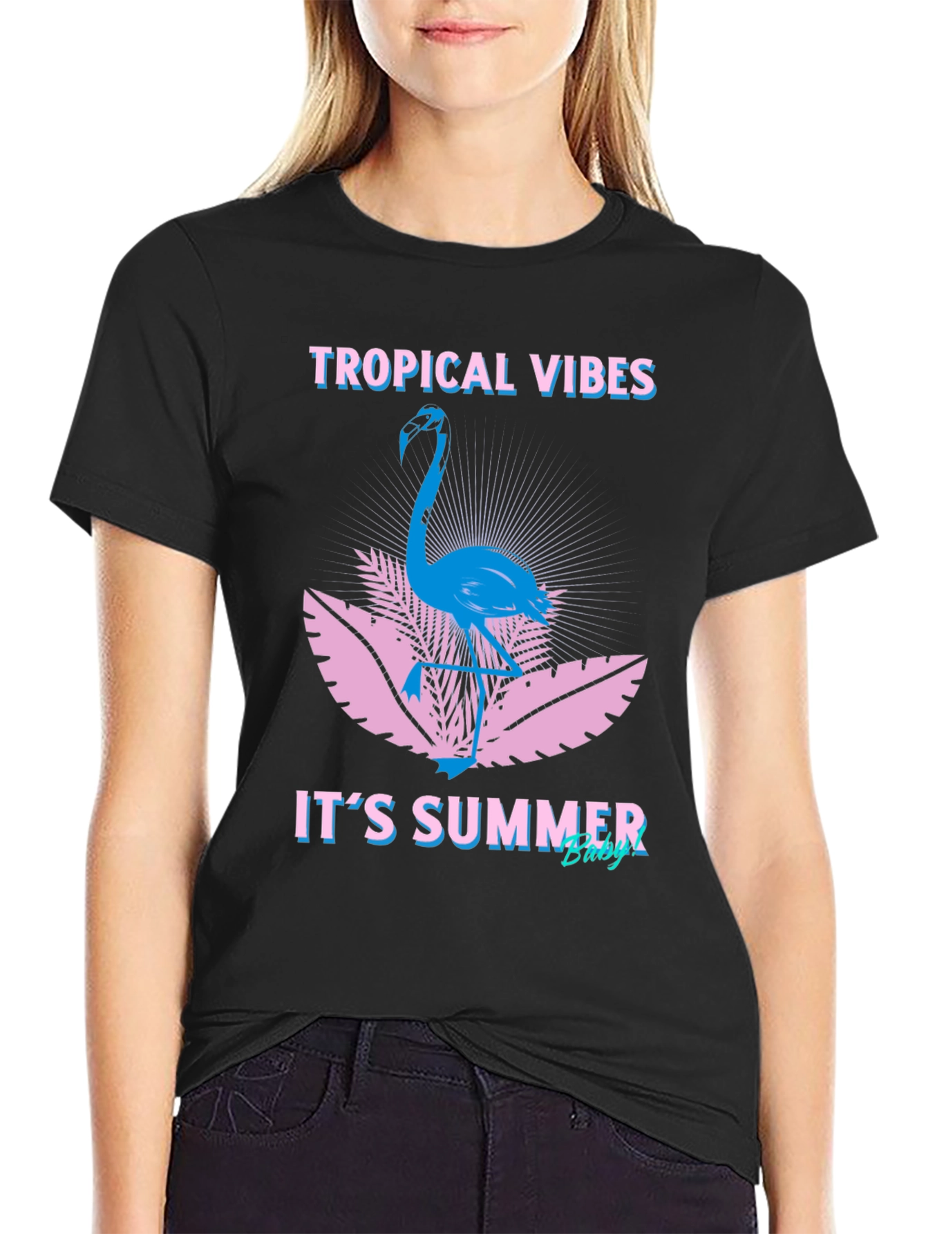 Tropical Vibes Flamingo Graphic Tee