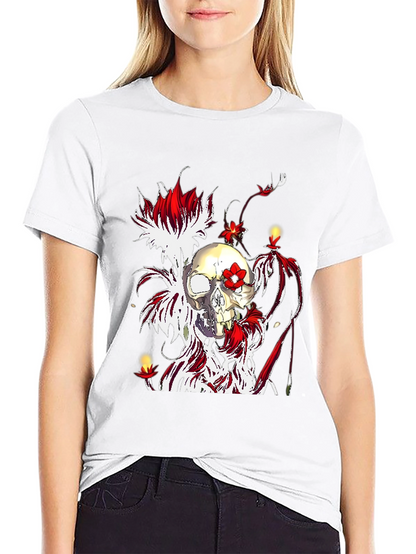 Skull & Flowers Graphic Tee - Unique Design