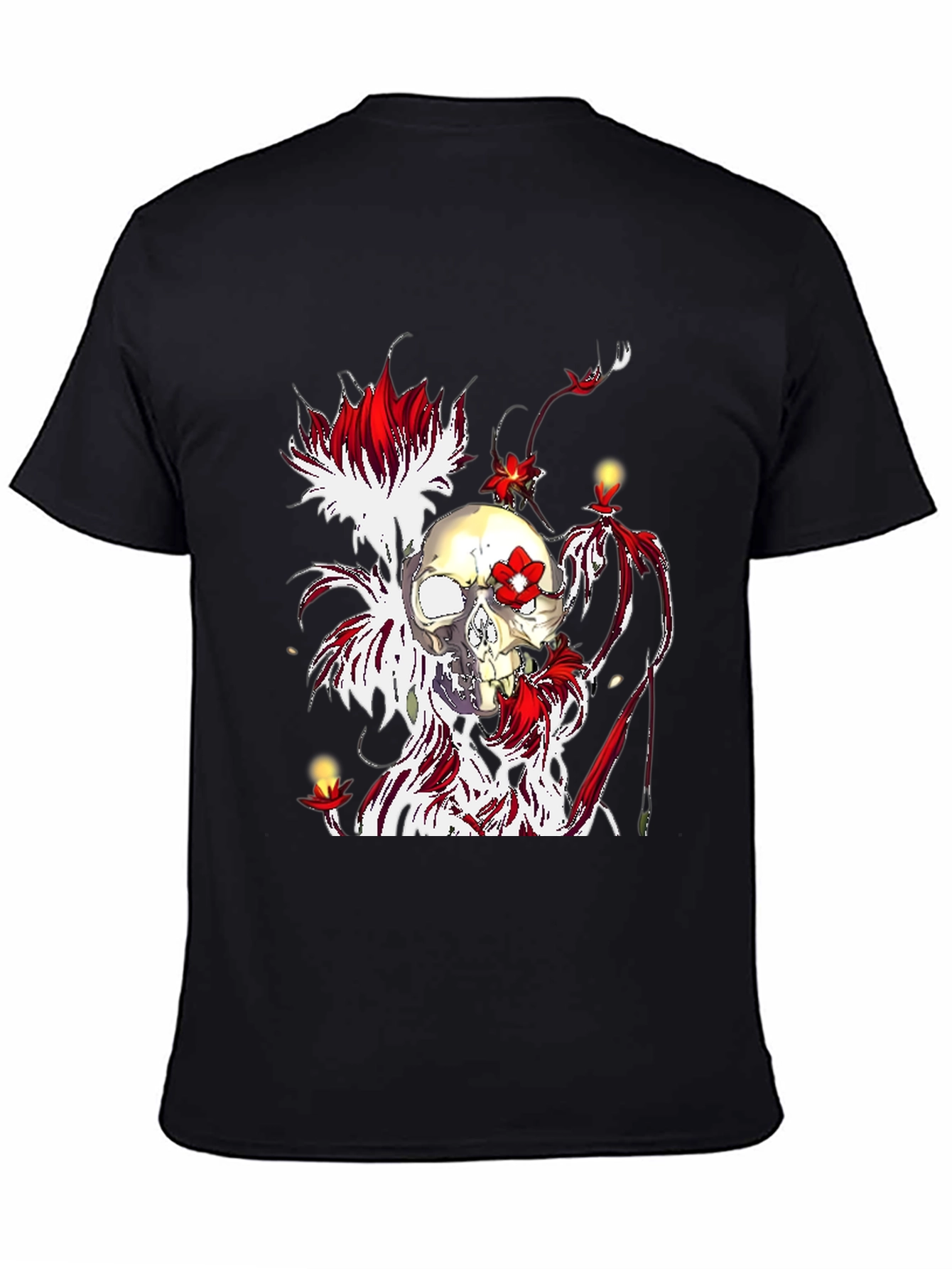 Skull & Flowers Graphic Tee - Unique Design