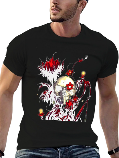 Skull & Flowers Graphic Tee - Unique Design