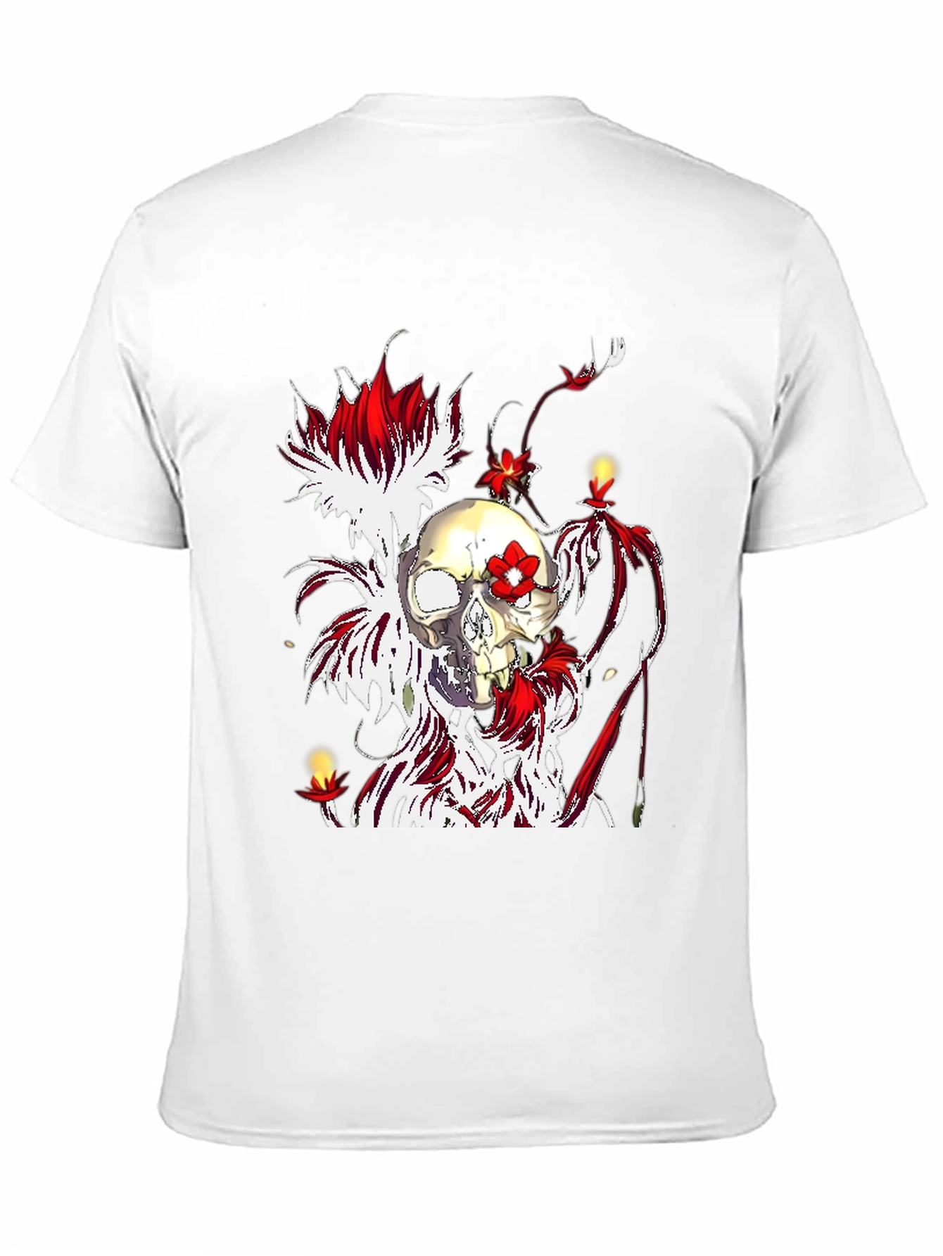 Skull & Flowers Graphic Tee - Unique Design