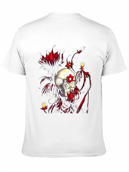 Skull & Flowers Graphic Tee - Unique Design