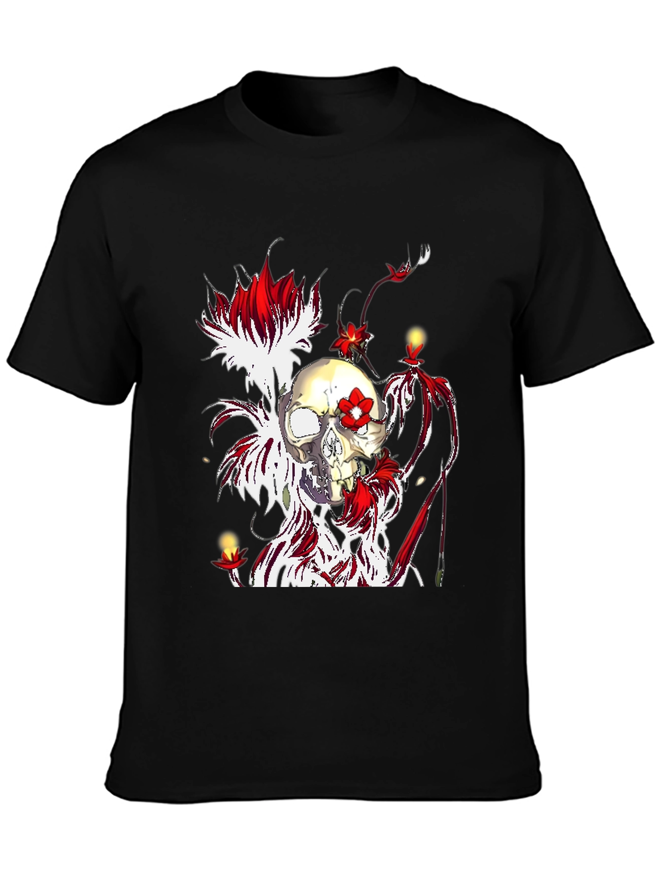 Skull & Flowers Graphic Tee - Unique Design