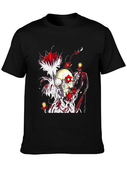 Skull & Flowers Graphic Tee - Unique Design